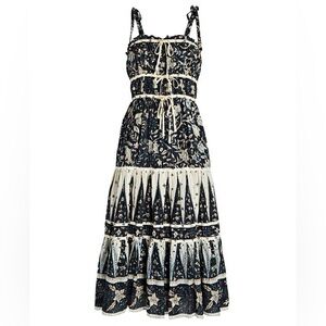 ULLA JOHNSON
Indah Printed Cotton-Blend Midi Dress Size 2